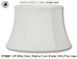 Off White Color Shallow Drum Floor Lamp Shades, 100% Fine Linen