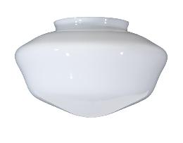12" Diameter Clear Over Opal Glass Schoolhouse Shade, 6" Fitter, Imported