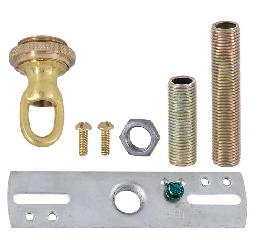 Ceiling Canopy Mounting Hardware Kit with Cast Brass Screw Collar Loop, Unfinished Brass 