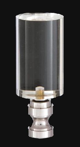 Acrylic Cylinder Design, Clear Finial, Nickel Brass Base
