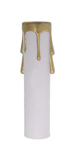 Candelabra Size Candle Cover, White/Gold