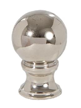 Ball Style Solid Brass Lamp Finial - Polished Nickel, 1 3/8" ht.