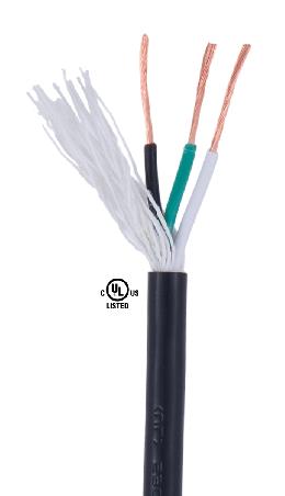 Black PVC 3-wire Medium Duty SVT Spooled Lamp Cord