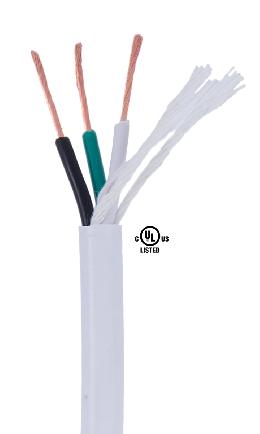 White PVC 3-wire Heavy Duty SJT Spooled Lamp Cord