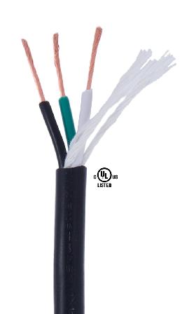 Black PVC 3-wire Heavy Duty SJT Spooled Lamp Cord