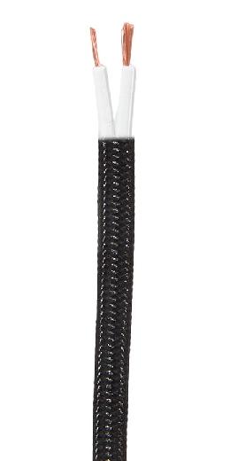 18/2 SPT-2-B Black Rayon Covered Lamp Cord, Choice of Length