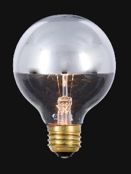 3 Inch 60 Watt Globe Clear Light Bulb With Silver Bowl