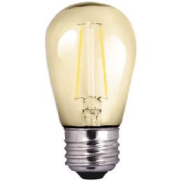S14 Antique Style LED Light Bulb with Amber Glass, Squirrel Cage Filament