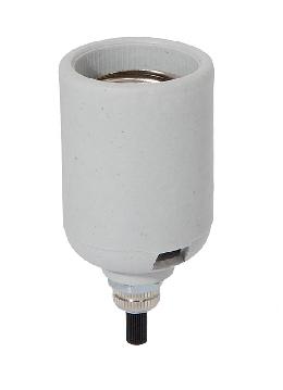 E-26 Unglazed Porcelain Lamp Socket, Bottom Turn Knob, 1/8M x 3/8" Long Shank