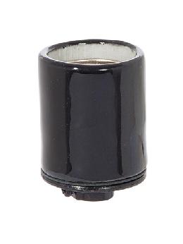 Keyless Glazed Black Porcelain E-26 Socket,1/8 IPS Metal Cap w/Set Screw