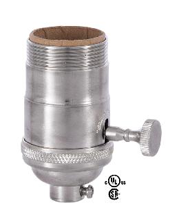 On-Off Turned Brass Lamp Socket (E26) With Satin Nickel Finish Uno Thread