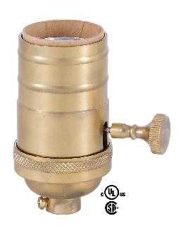 3-Way Turned Brass Lamp Socket (E26) With Satin Brass Finish No Uno Thread